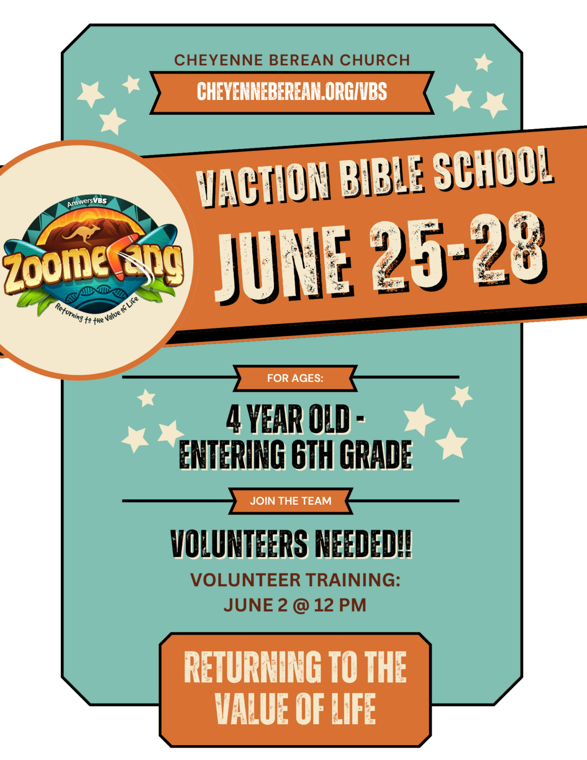 VBS 2024 Flyer Cheyenne Berean Church